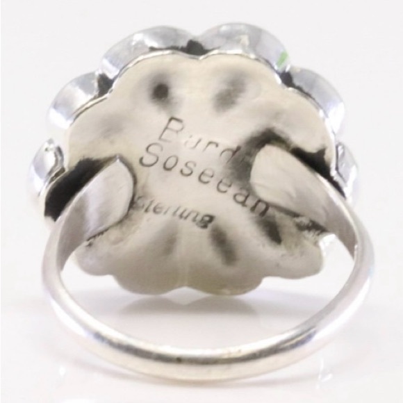 Vintage Zuni Multi-Gem Inlay Ring by Burdiah Soseeah, size 6.5 - Picture 4 of 5